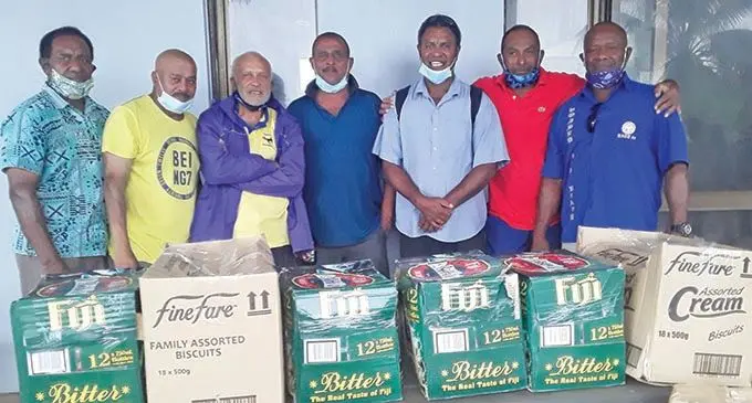 Former Nadroga football reps and official (from left) Ramesh Sharma, John Rounds, Seva Sharma, Jone Naqiri, Sevuloni Tasere, Emosi Watkins in Sigatoka.  Photo: Waisea Nasokia