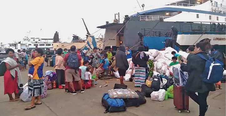 The passengers waiting to board the ferry without producing any positive verification with their tickets.
