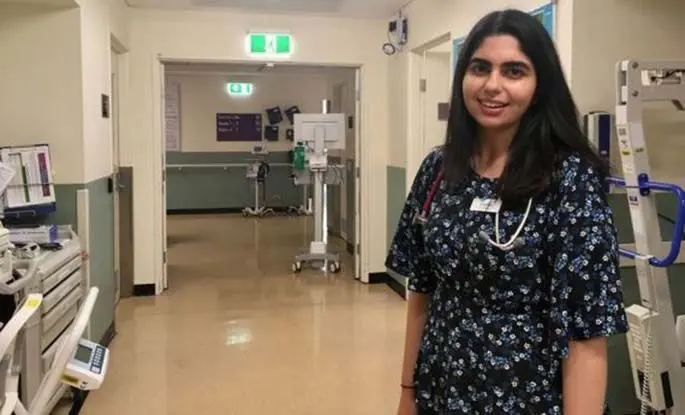 Shipraa Kaul is at the Footscray Hospital in Melbourne, Australia. (Photo provided by the interviewee)