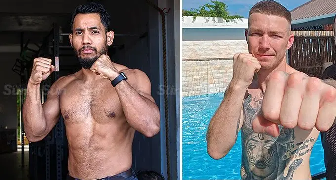 Fiji super welterweight champion Winston 'Real Deal' Hill and Melbourne-based super welterweight boxer Jyl Wright.