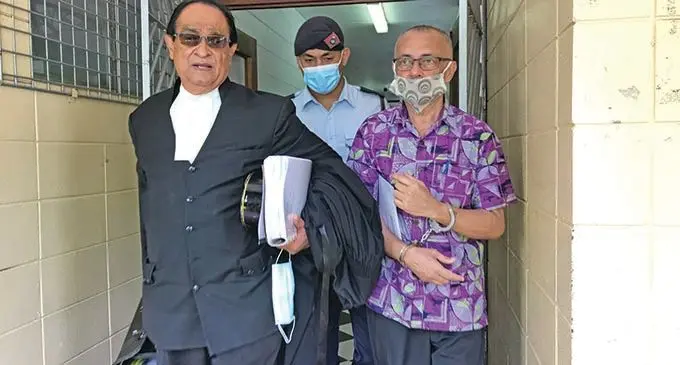 Nausori Highlands murder accused Muhammed Raheesh Isoof with his lawyer Iqbal Khan outside the High Court in Lautoka on January 17, 2022. Photo: Ashna Kumar