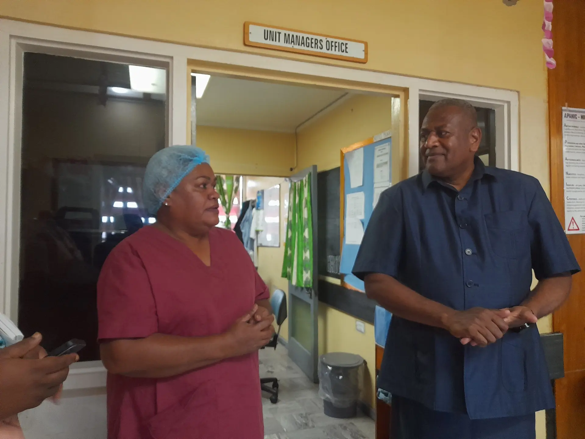 Minister for Health and Medical Services Penioni Ravunawa (right) with a surgical staff at Labasa Hospital on December 16, 2025.