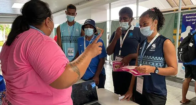 Team Fiji athletes at the Voices of the Athletics event at Grandvrio Resort in Saipan today. Photo: FASANOC