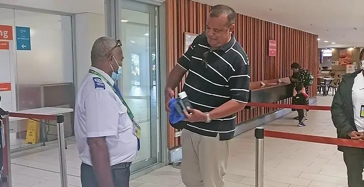 Ratu Tevita Uluilakeba Mara (who is also known as Roko Ului) at the Nadi International Airport on March 14, 2023 on his way back to Tonga. Photo: Mereleki Nai