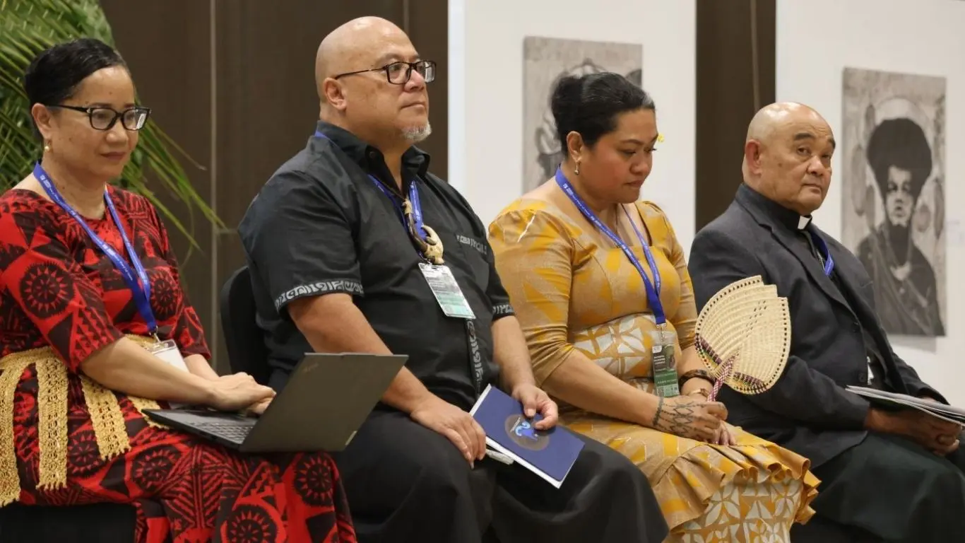 Panellists from left: Dr Manumatavai Tupou-Rosen, Taholo Kami, Leituala Kuiniselani Toelupe Tago and Archbishop Dr Loy Chong during the 2nd Pasifika Philosophies Conference at the Fiji National University (FNU) campus in Nasinu on Wednesday.