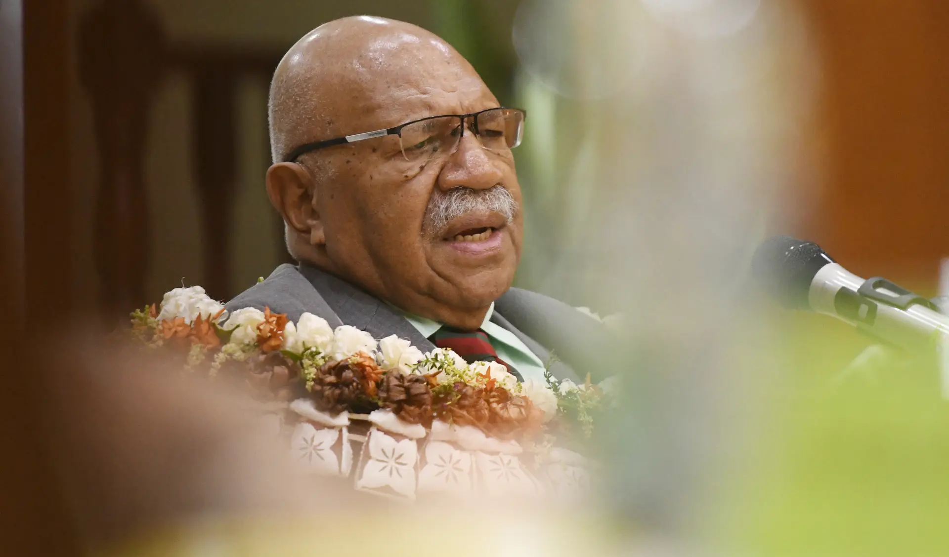 Prime Minister Sitiveni Rabuka addressing the Lomaiviti Provincial Council meeting on May 27, 2026.