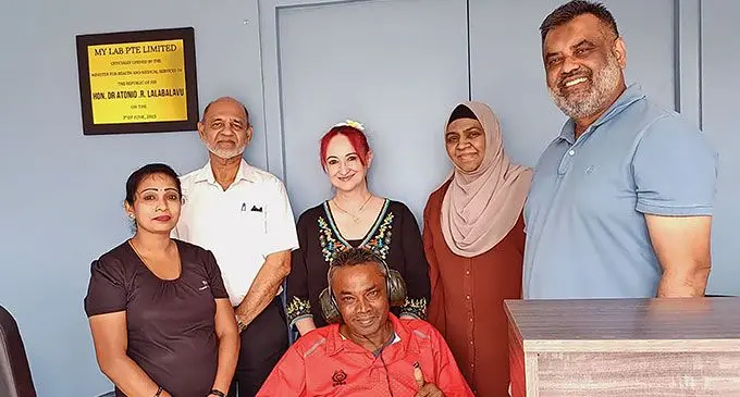 AHAS Hearing Aid Services consultant audiometrist Nasif Mohammed of Australia (far right), and his team.