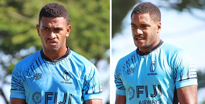 Fijian Drua development players, Isikeli Basiyalo and Aisea Nawai. PHOTO: Fiji Rugby