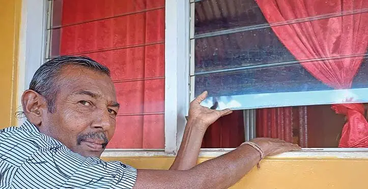 Shree Sanatan Dharam Boca Mandali president Surendra Prasad showing the missing louver at the temple in Boca, Labasa on July 19, 2023. Photo: Shratika Naidu