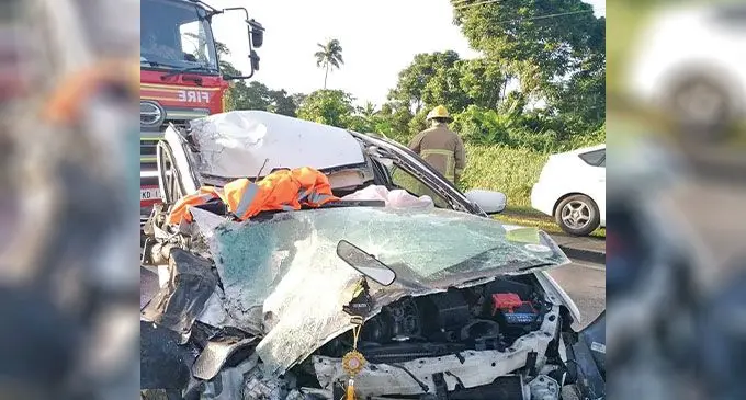 The wreckage vehicle that was involved in an accident at Nadonumai, Lami on June 3, 2024. Photo: Beranadeta Nagatalevu
