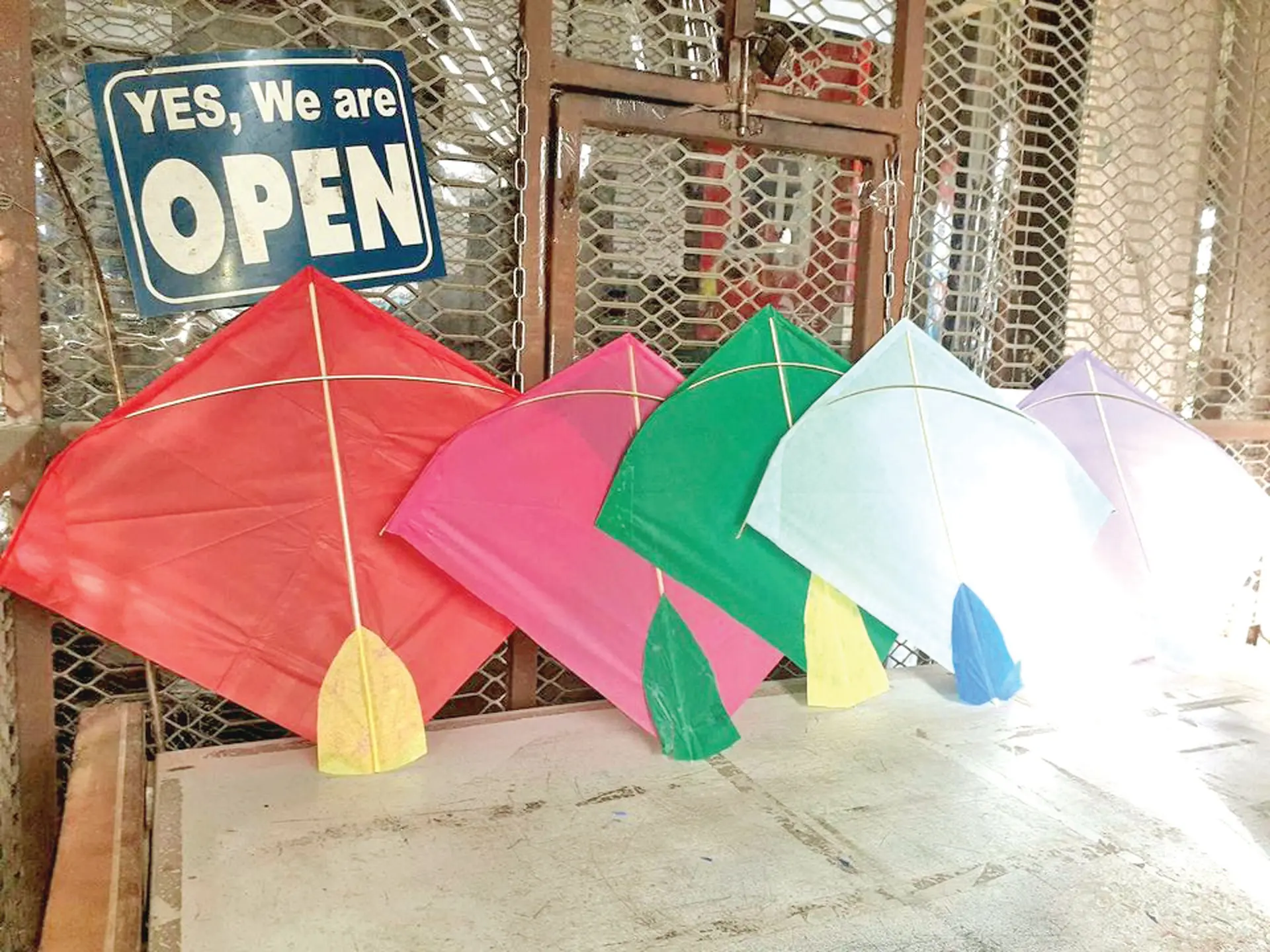 Ready-made kites on sale.