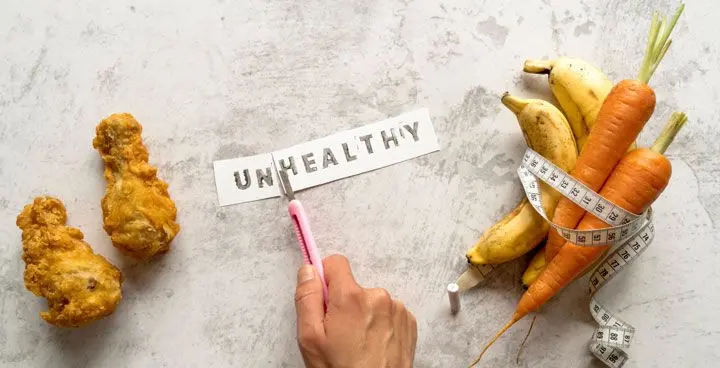 Healthy and unhealthy choices. 