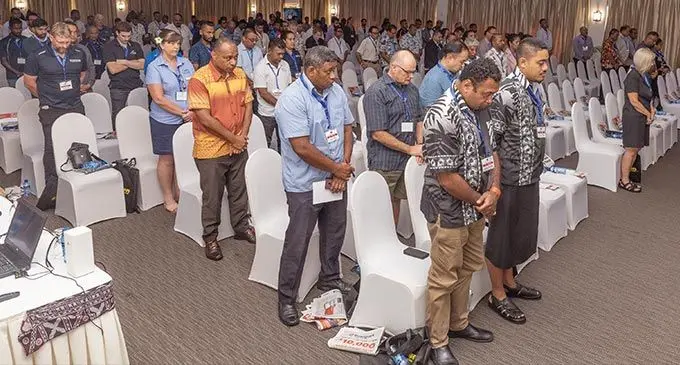 From left: Manager and founder of Tui’s Grill, Tui Howard, kitchen hands Maika Lutunadokana, Tevita Sovea, Nikola Talemo, Taito Naova, Rachel Samo and John Balevanua in front of the newly-refurbished food trailer in Suva on August 29, 2022. Photo: Jone Salusalu
