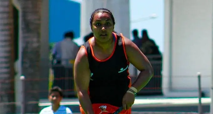 Eleina McDonald in action during a hockey tournament in Suva.