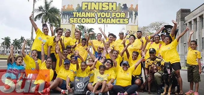 Fiji Corrections Service officials and yellow ribbon supporters during the annual yellow ribbon walk at Albert park on October 31, 2020. Photo: Ronald Kumar.