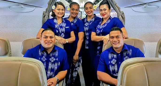 Samoa Airways cabin crew working on international flights.