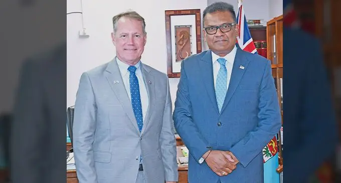 (From left:)Representative of Hawaii’s First Congressional District, Congressman Edward Espenett Case and Permanent Secretary for the Office of the Prime Minister and Foreign Affairs, Yogesh Karan