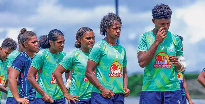 Rooster Chicken Fijiana Drua players during a training run this week. Photo: Fijian Drua