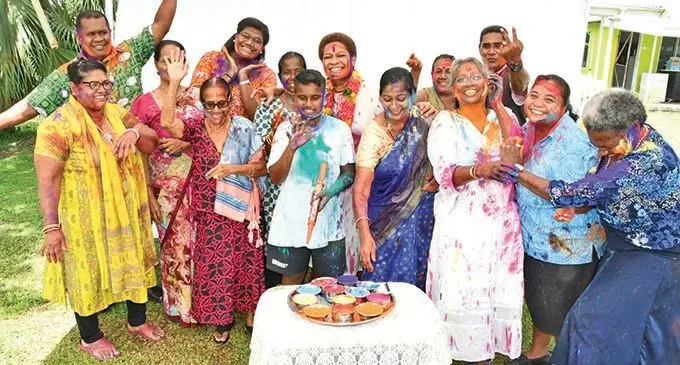 Minister for Women, Children and Poverty Alleviation Mereseini Vuniwaqa (middle) celebrating Holi with members of the Women Empowerment Group in Navua on March 29, 2021. Photo: Ministry of Women, Children and Poverty Alleviation