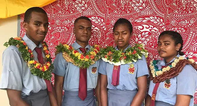 From left: Deputy head boy Kelepi Sevakasiga, head boy Sikeli Lui Hang, head girl Anaseini Tavo and deputy head girl Vereivalu Tamani at Nabua Secondary School on February 8, 2019. Photo: Mereleki Nai.