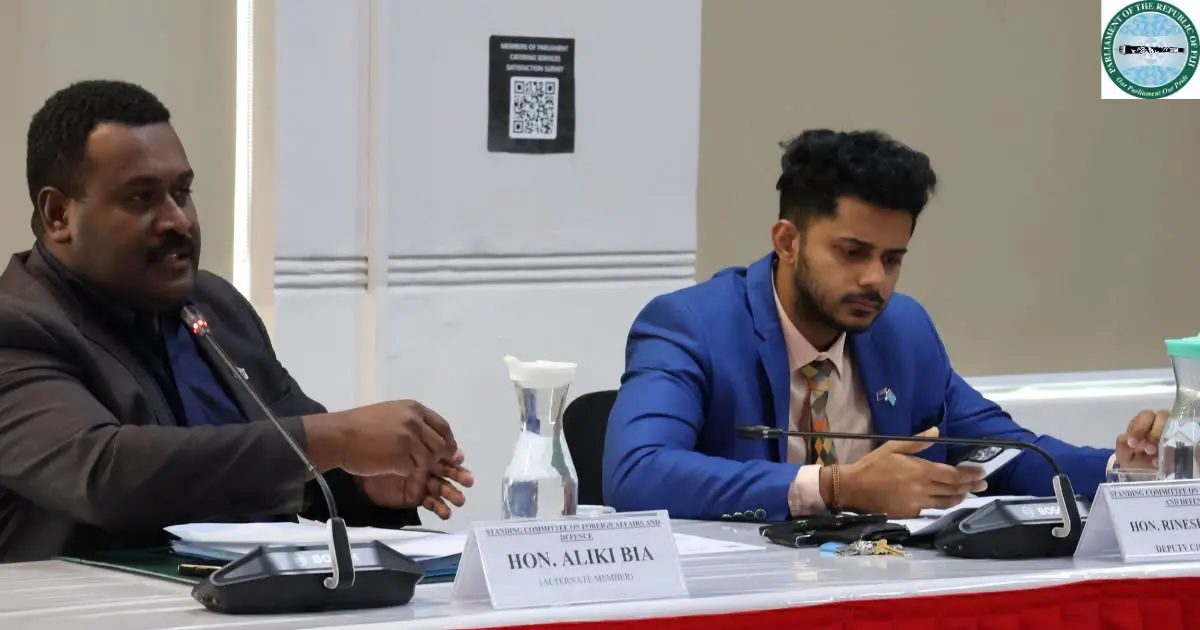 From left - Committee members MPs - Aliki Bia and Rinesh Sharma