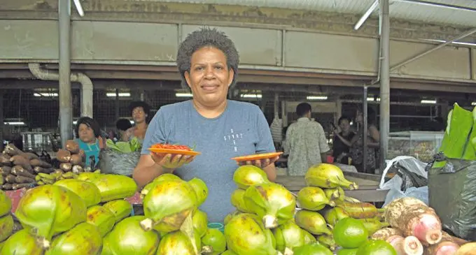Ani Vakai Petueli at her table in Labasa Market March 9, 2018. Photo: WATI TALEBULA