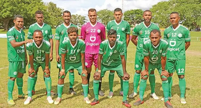 Ezy Kool Nadi football side: Back (left-right) Josua Tawake, Tuiba Batiratu, Christopher Kumar, Vereti Dickson, William Valentine, Napolioni Qasevakatini, Ame Votoniu. Front (left-right) Serevi Waqa, Shivneel Pillay, Ashneel Kumar, Sakaraia Naisua at Prince Charles Park, Nadi, on March 21, 2021.  Photo: Fiji FA Media