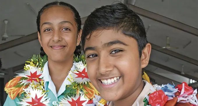 From left: Nehru Memorial Primary School head girl Maxine Antonio with head boy Bazalel Singh on February 8, 2019.
