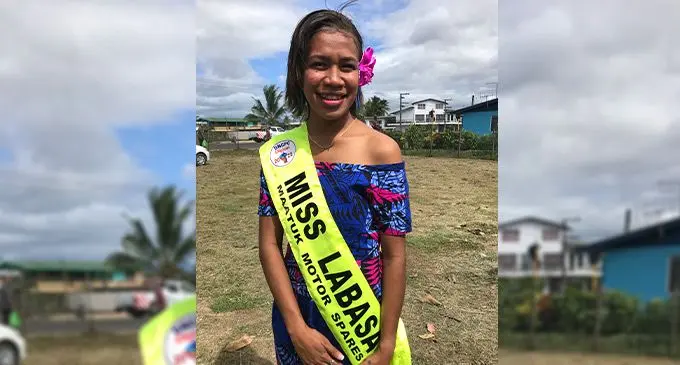 Miss Labasa, Salote Drauna sponsored by Maatuk Motors Spares Pte Limited is vying for the Miss Digicel Duavata Northern Crime Prevention Carnival at Subrail Park in Labasa on July 13, 2022. Photo: Shratika Naidu