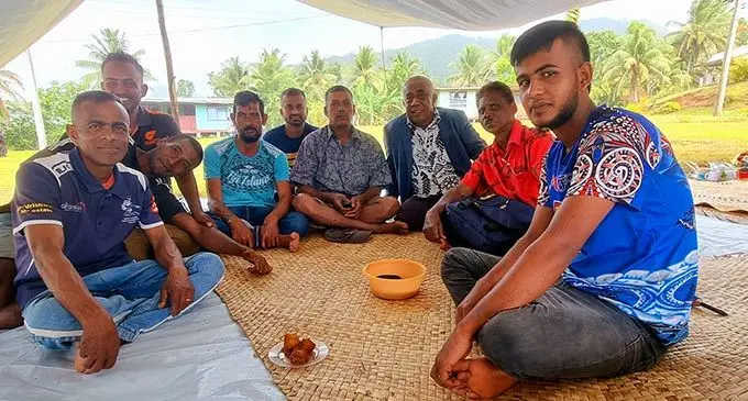 Assistant Minister for Rural and Maritime Development, Jale Sigarara (third from right) during the Talanoa session with Bulu Settlement and Daku sugarcane farmers of Nasasa on September 13, 2022.  Photo: Sampras Anand