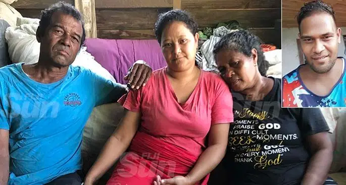 Merleen Eria (middle) comforted by her relatives Salote Lanyon and Epeli Lanyon at Vatudamu Settlement in Savusavu on March 19, 2021. Photo: Shratika Naidu (Inset top right: Methuselah)