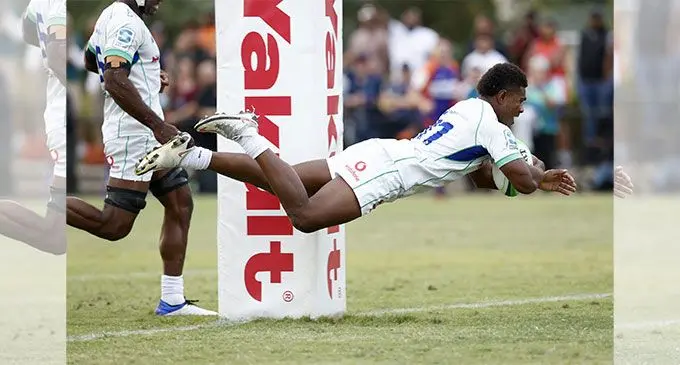 Swire Shipping Fijian Drua winger Vinaya Habosi dives over to score a try against the Melbourne Rebels in a pre-trial clash on February 10, 2022 . Habosi, who plays for Namosi in the Skipper Cup competition gets his second Super Rugby Pacific start against the Brumbies in Canberra, Australia, tomorrow. Photo: rugby.com.au