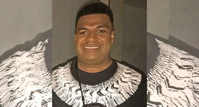 Singer, Savuto, in a Salusalu piece, during the re-opening of SL’s store at Butt Street, Suva on April 28. 2022.