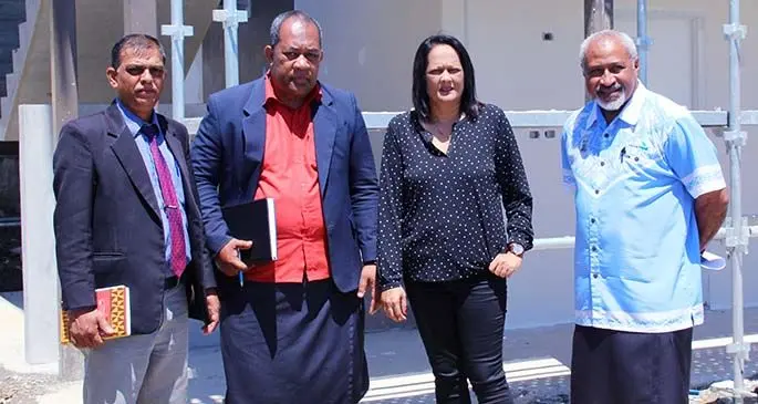 Minister for Education Rosy Akbar (third from left) at Queen Victoria School. Photo: DEPTFO News