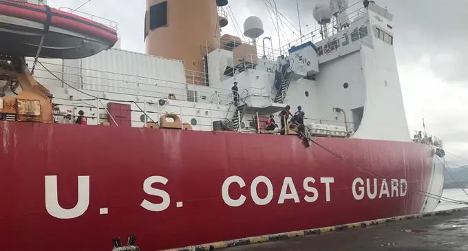 United States of America Coast Guard Cutter Polar Star, one of the world’s most powerful non-nuclear icebreaker, berthed at the Suva King’s Wharf on February 27, 2018. pHOTO: Nacanieli Tuilevuka