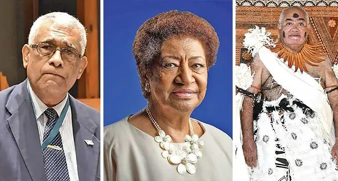 Tui Cakau, Ratu Naiqama Lalabalavu, Roko Tui Dreketi, Ro Teimumu Kepa and Vunivalu na Tui Kaba, Ratu Epenisa.