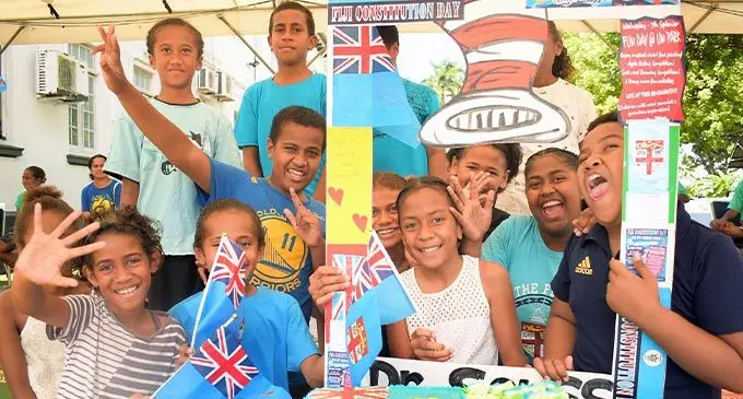 Children celebrated Constitution Day with Suva City Library and Suva City Council staff in Suva on September 7, 2022. Photo: Ronald Kumar