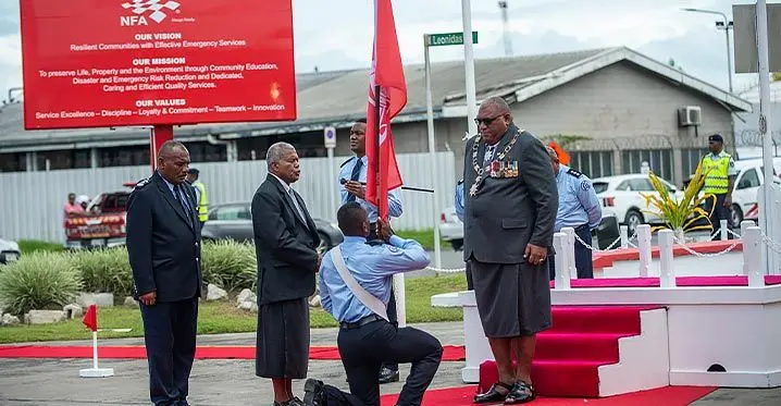 President Ratu Wiliame Katonivere officiating at the centennial celebrations of Fiji’s Fire Service, now called the National Fire Authority (NFA) at the NFA headquarters in Walu Bay, Suva on February 27, 2023. Photo: Leon Lord