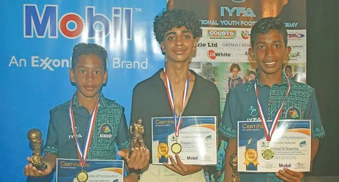 Toppers ... Rishal Shankar, Shayan Pala and Nishal Sharma with their spoils. Photo: WAISEA NASOKIA