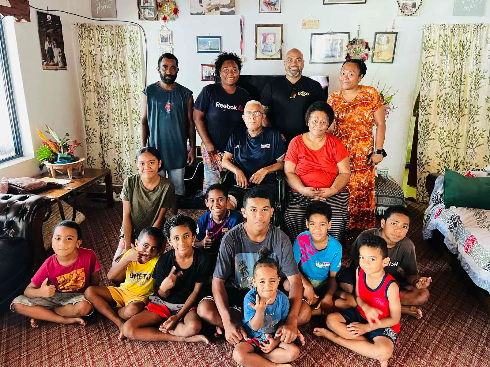 Captain Tevita Robanakadavu with his wife, children and grandchildren.