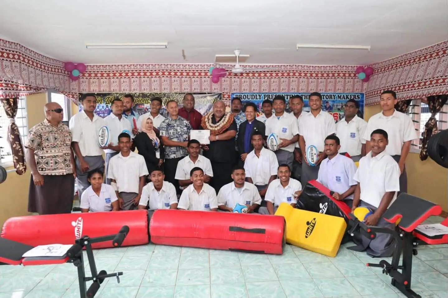 Minister for Youth and Sports Jese Saukuru with Navatu Secondary School students and staff on September 23, 2026. 