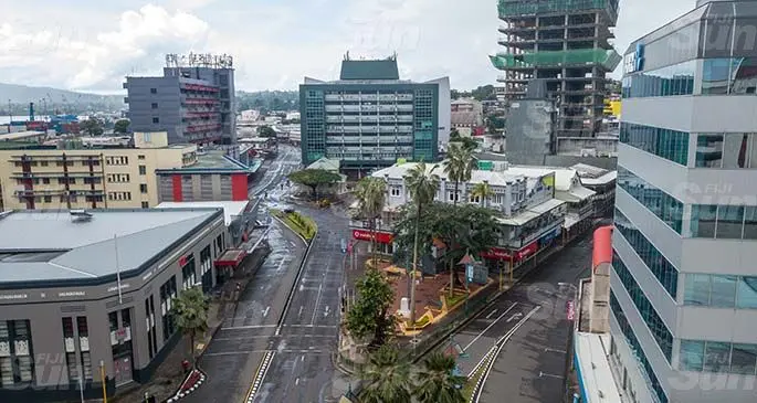 NOT YOUR USUAL SATURDAY SCENE IN SUVA... The empty streets of the Capital City Suva on May 1, 2021, following the 56-hour Suva-Nausori lockdown announcement made by the Ministry of Health and Medical Services on Friday, April 30, 2021. Photo: Leon Lord