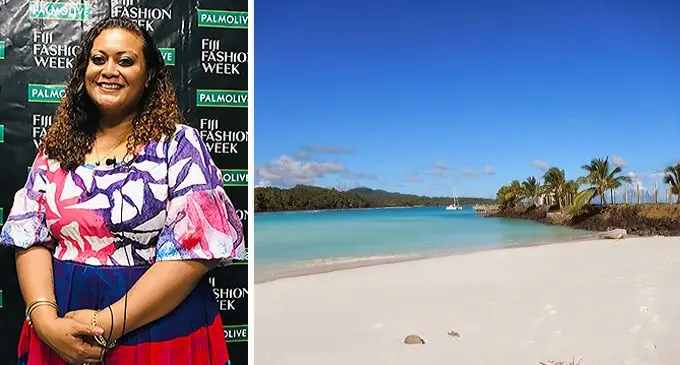 Fashion designer, Moira Sulvalu and Oinafa on the  island of Rotuma. 