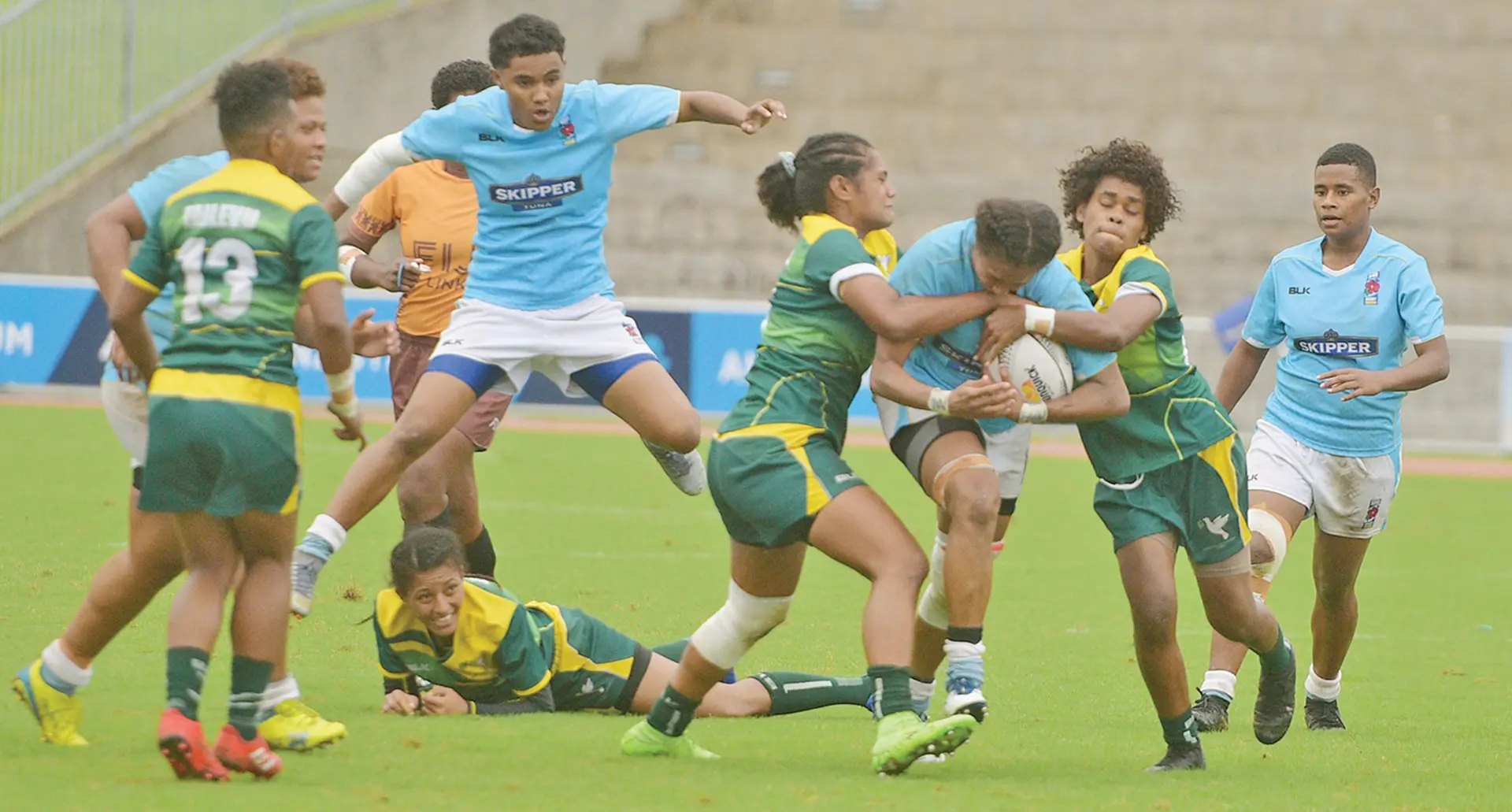 Suva women’s first five eighth, Akosita Ravato, an attack against Tailevu during their match on October  3, 2020. Suva women’s team will face Naitasiri in the semifinals on Saturday.  Photo: Ronald Kumar