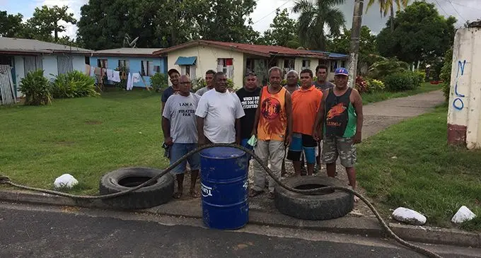 Namoli villagers at two of the checkpoints at the village in Lautoka. Photo: Nicolette Chambers