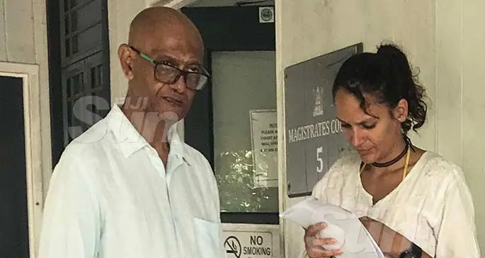Shazran Lateef and Zoe Maharaj-Moore outside the Magistrates Court in Suva on January 8, 2020. Photo: Ashna Kumar