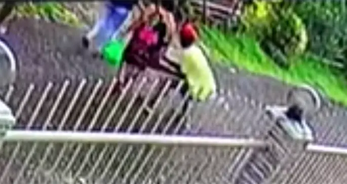 A screenshot of the video captured on a CCTV of the alleged robbery posted on Facebook.