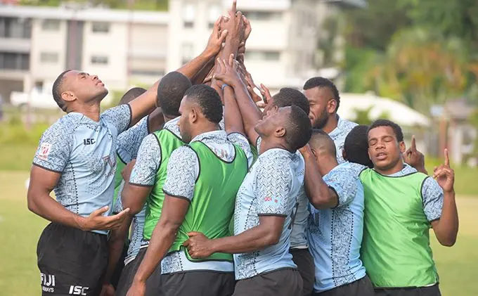 Fiji Airways Fijian 7’s squad members during training at Albert Park in Suva on February 13, 2019. Photo: Ronald Kumar.