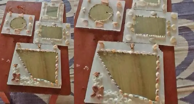 Pieces of mirror were re-created into a framed mirror.