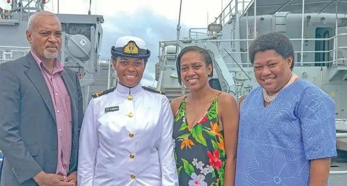 Ensign Merewalesi Sokoilagi with her parents Kameli Sokoilagi, Anaseini Sokoilagi and her sister Loata Sokoilagi.  Photo: Kelera Sovasiga 